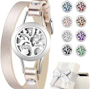 🪾Silver Tree Aromatherapy Diffuser Bracelet Change Discs Essential Oils Perfume